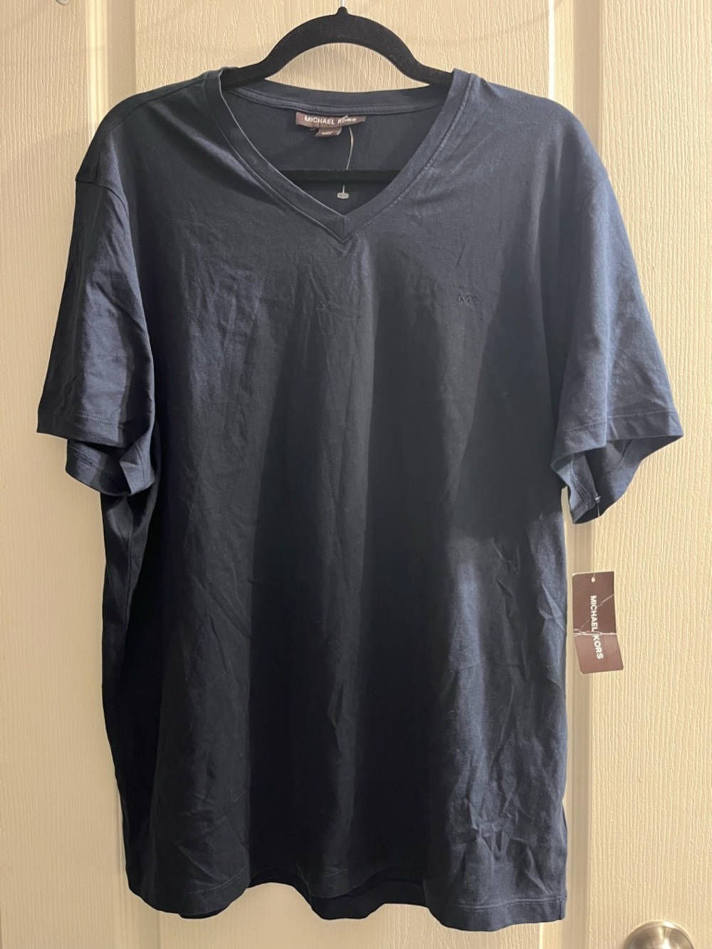 Michael Kors Midnight V-Neck Logo T-Shirt Jersey Cotton Men's XL NWT